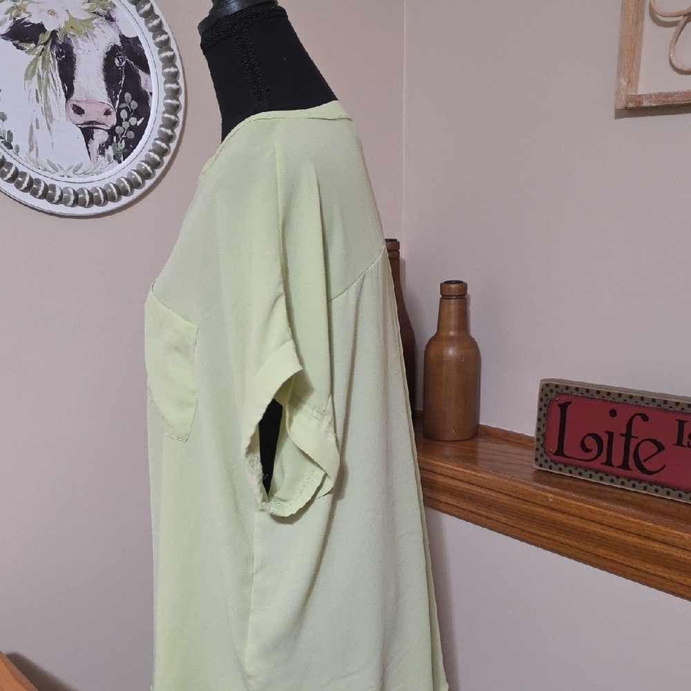 Cato Light Green Zip-Front Blouse - Picture 2 of 4